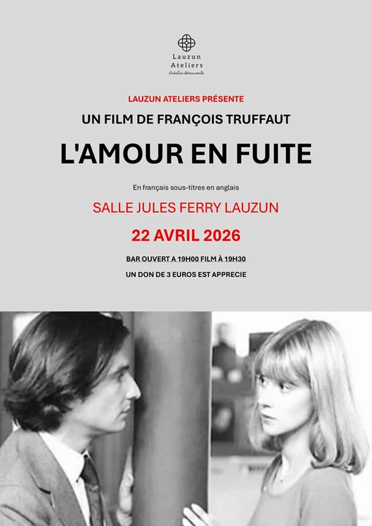 Soirée cinéma - François Truffaut - L'amour en fuite