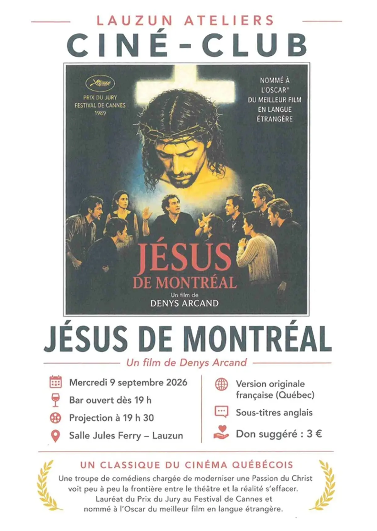 Soirée cinéma - Jésus de Montréal