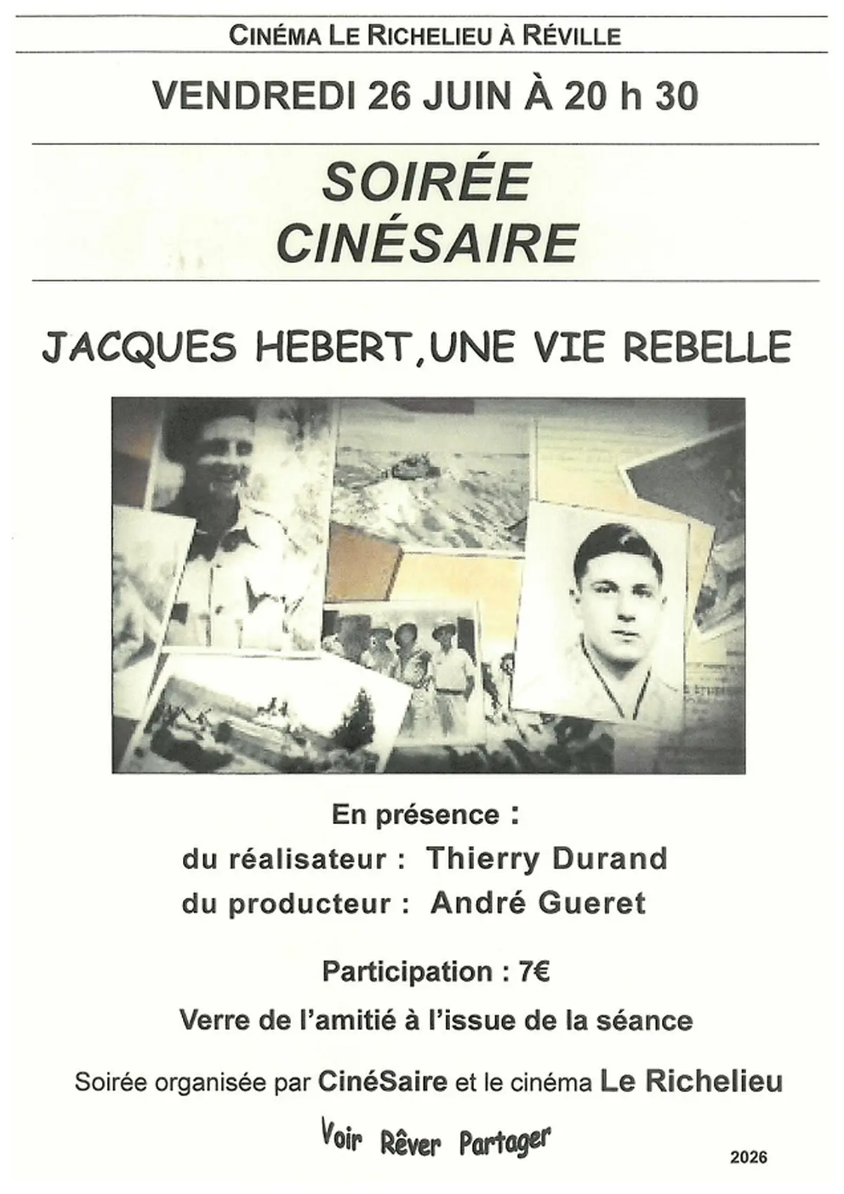 Soirée CinéSaire : Jacques Hébert, une vie rebelle
