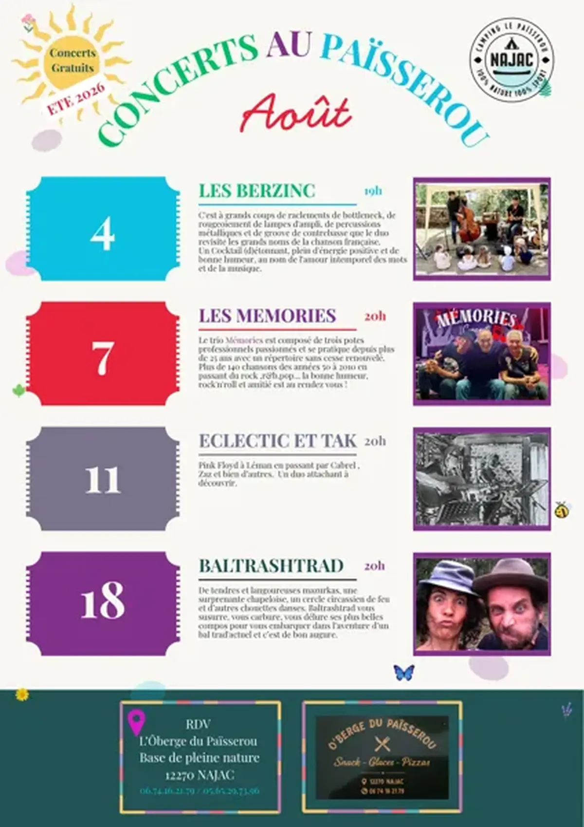 Soirée concert à l'Oberge du Païsserou : Les Berzinc