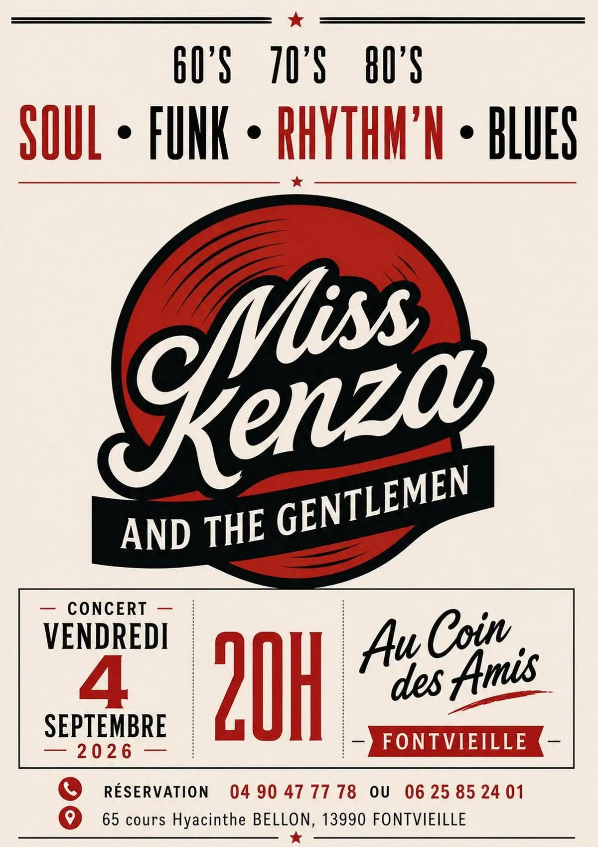 Soirée Concert Miss Kenza and the Gentlemen - Restaurant Le Coin des Amis