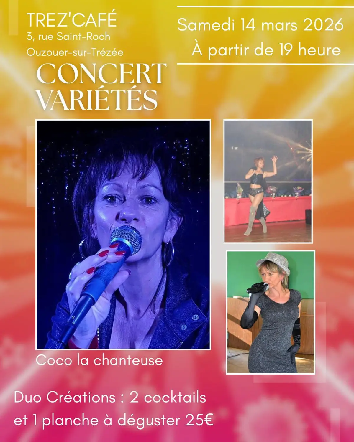 Soirée concert variétés avec Coco la chanteuse