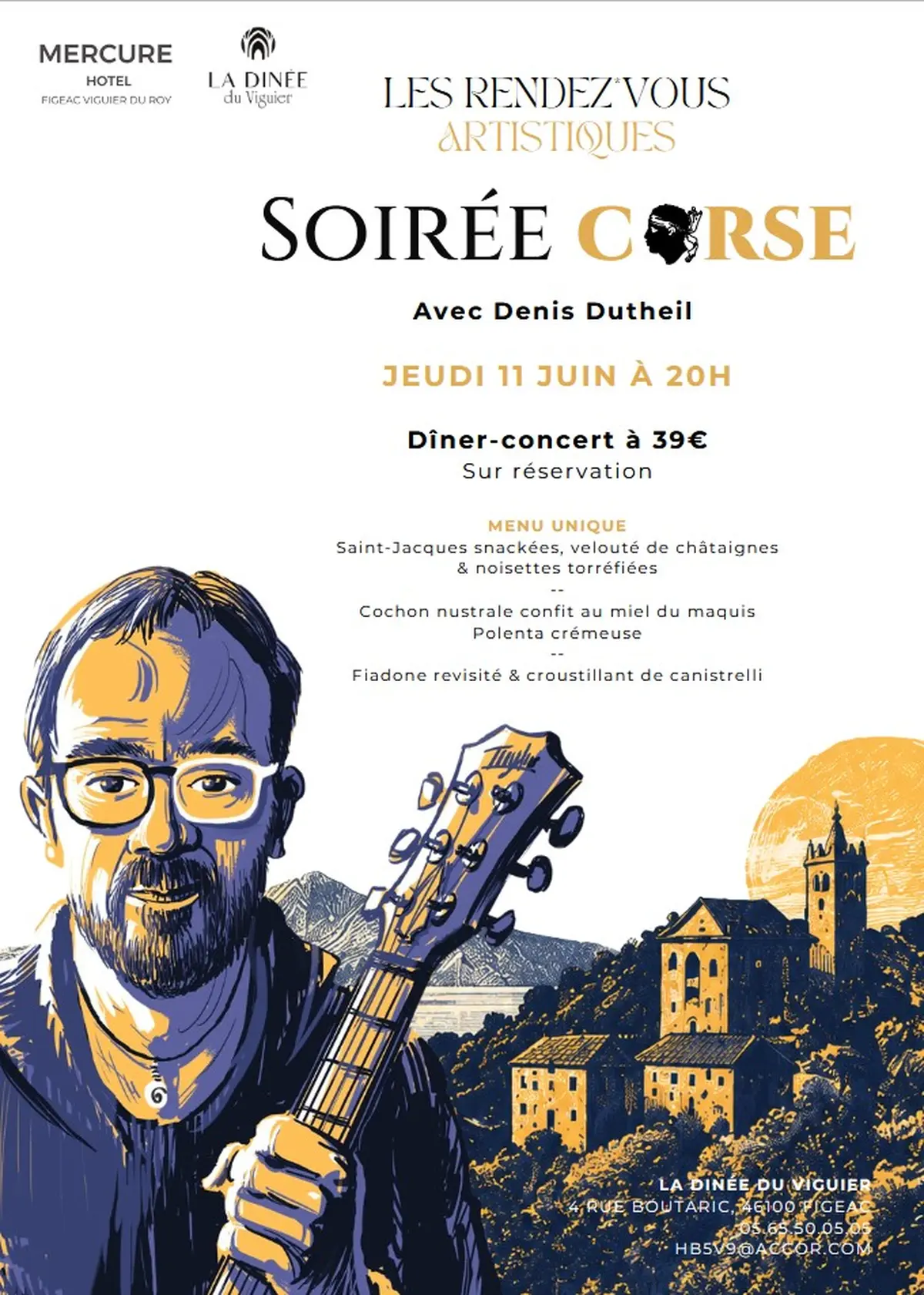 Soirée corse avec Denis Dutheil au Viguier du Roy de Figeac