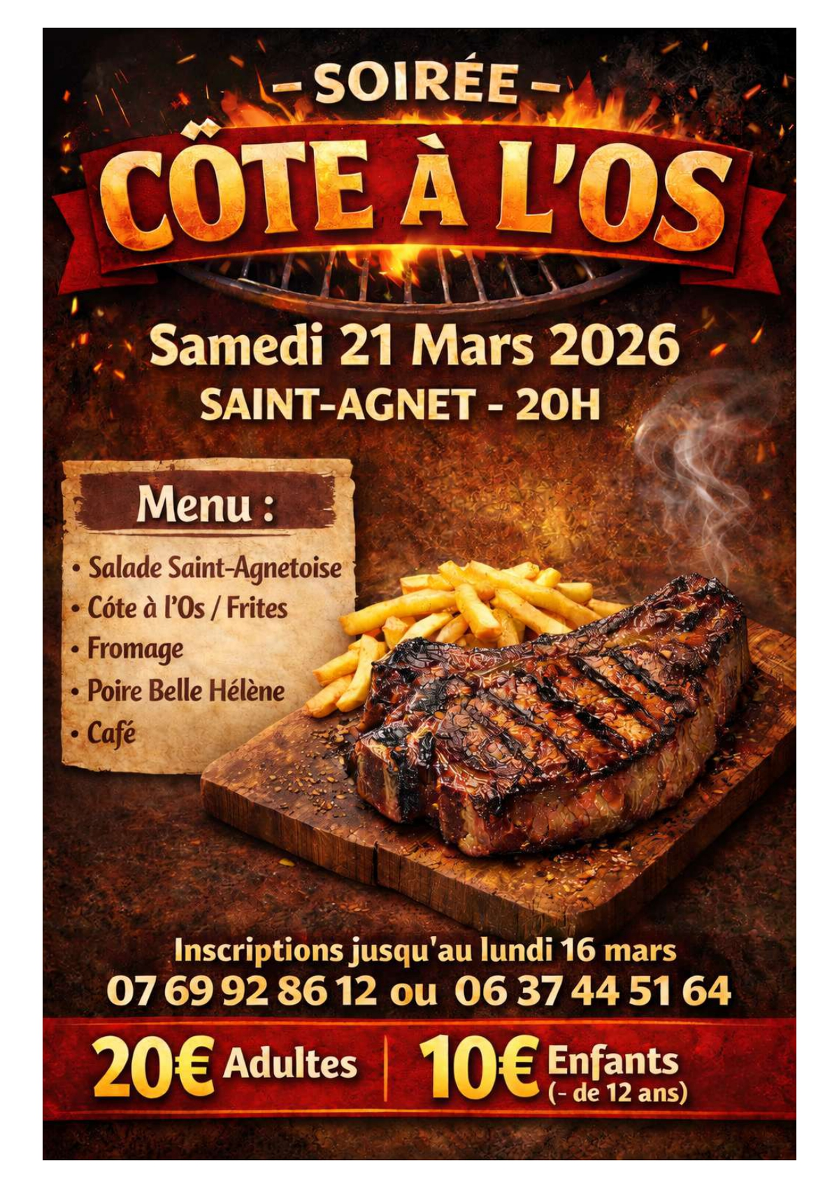 Soirée côte à l'os à Saint Agnet