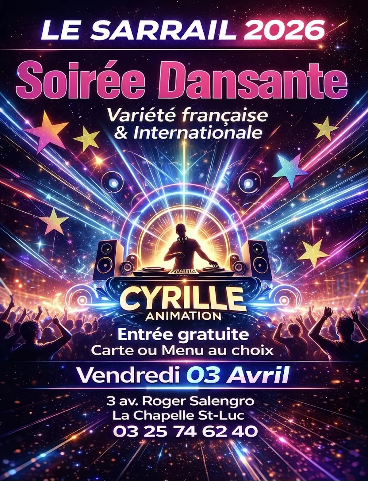 Soirée dansante variété Française et Internationale!
