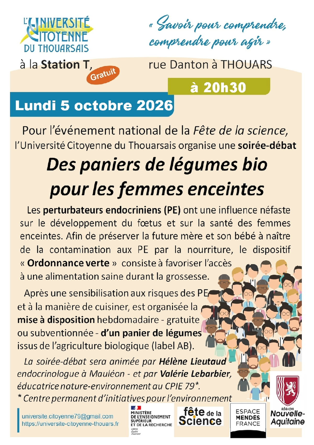 Soirée débat sur perturbateurs endocriniens animée par Hélène LIEUTAUD, endocrinologue, et Valérie LEBARBIER (CPIE79)