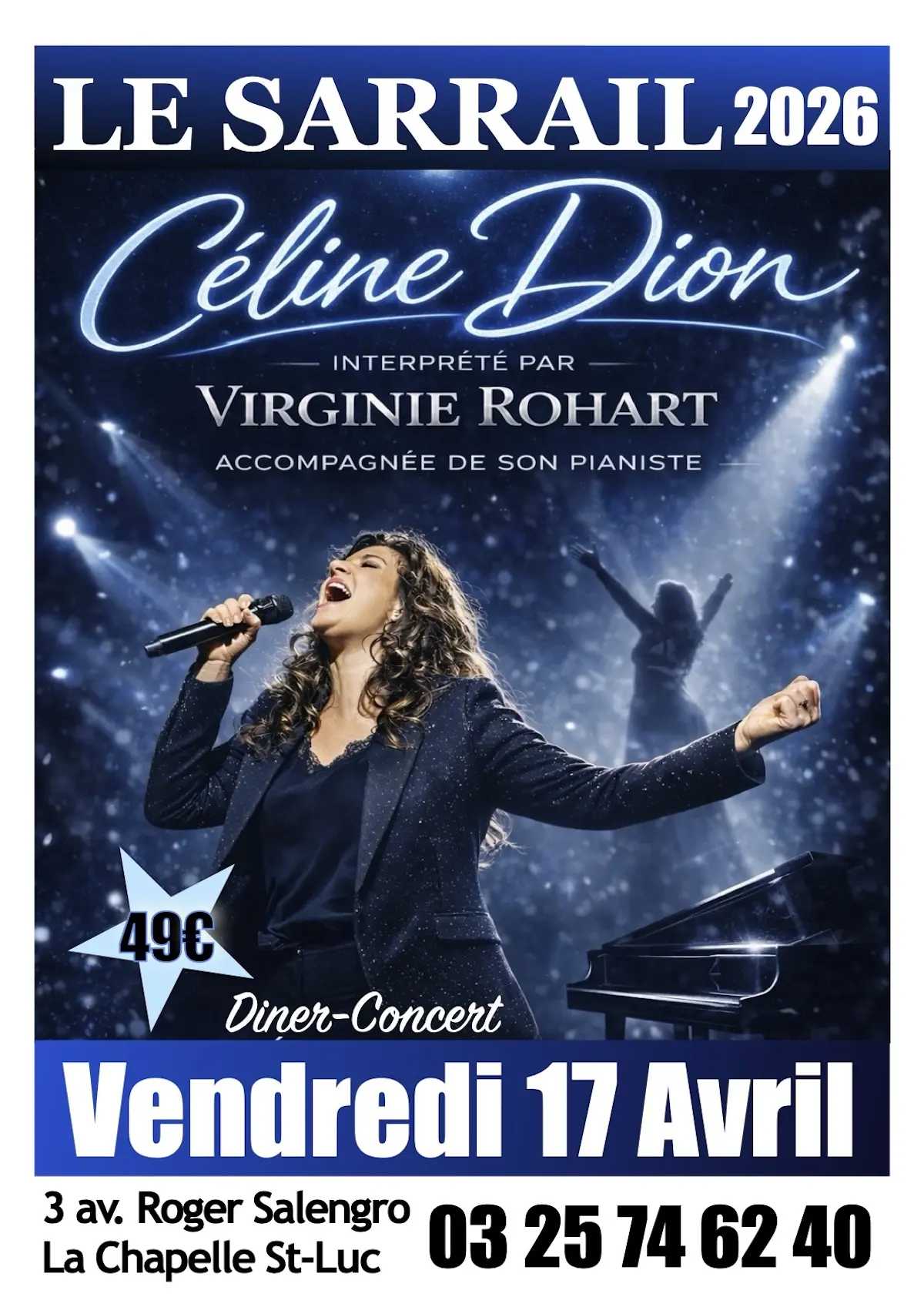 Soirée dîner-concert Céline DION avec Virginie ROHART - Nouveauté