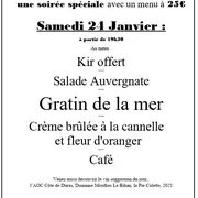 Soirée du samedi : gratin de la mer