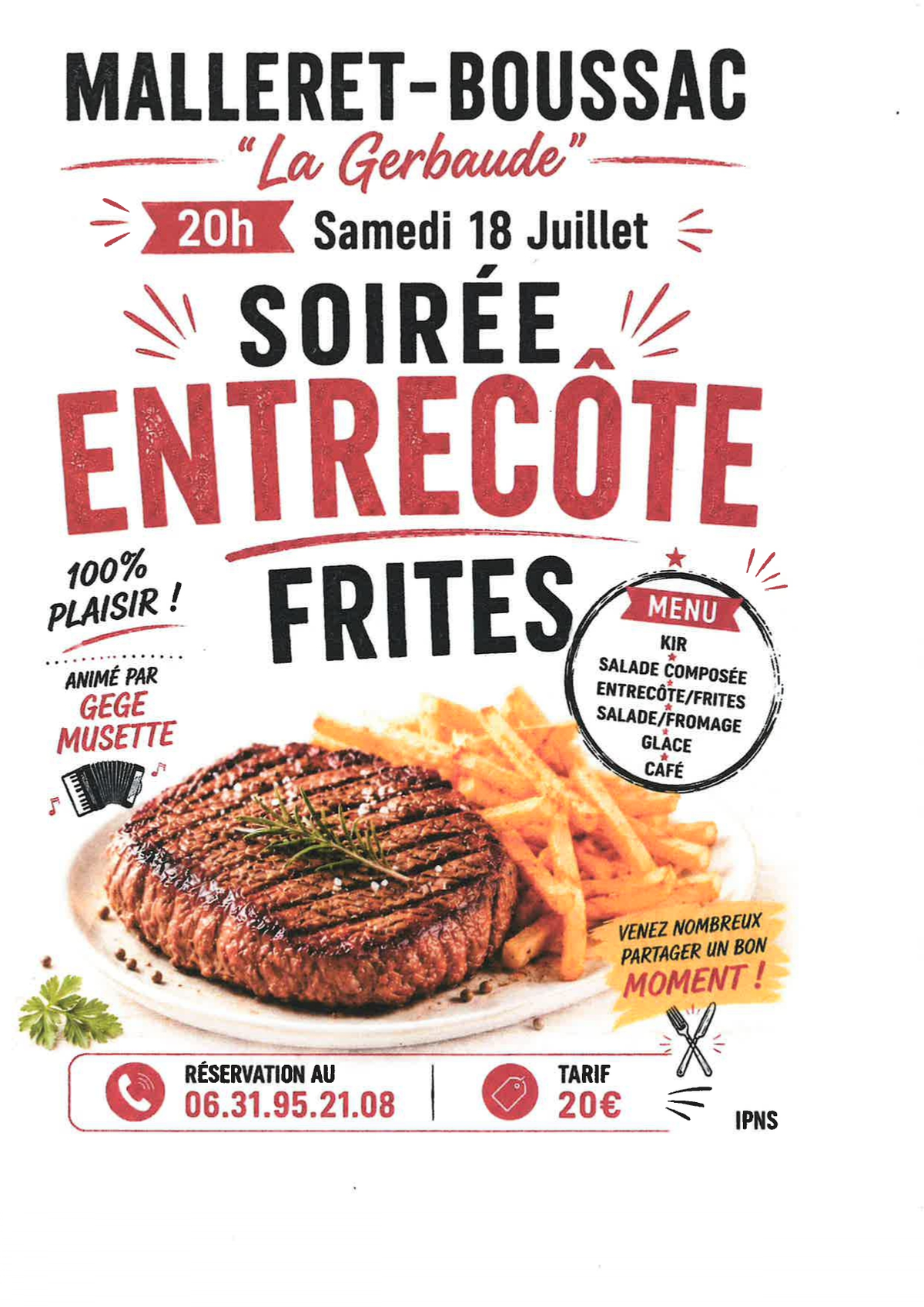 Soirée entrecôte-frites