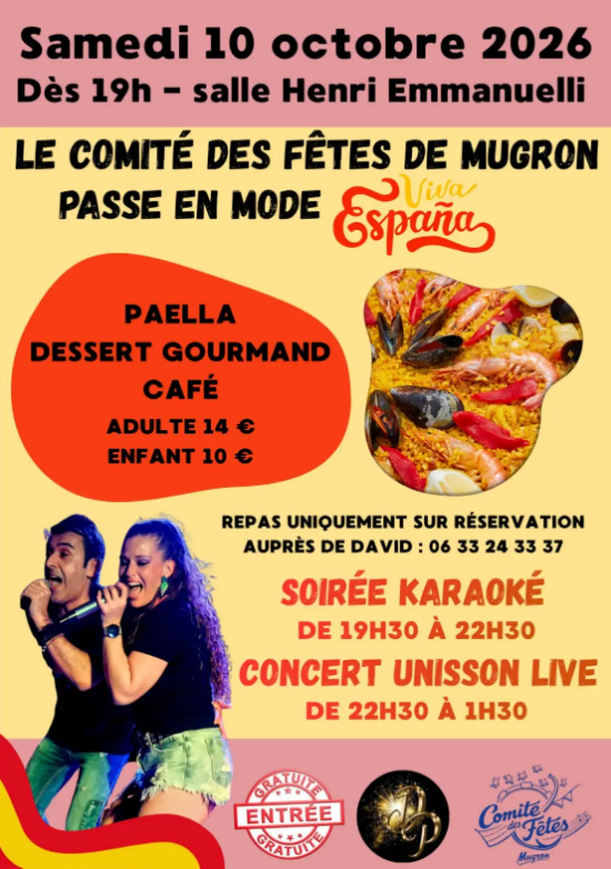 Soirée espagnole : Karaoké, paella et concert