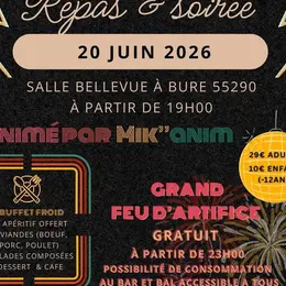 Soirée et repas année 80 et grand feu d'artifice