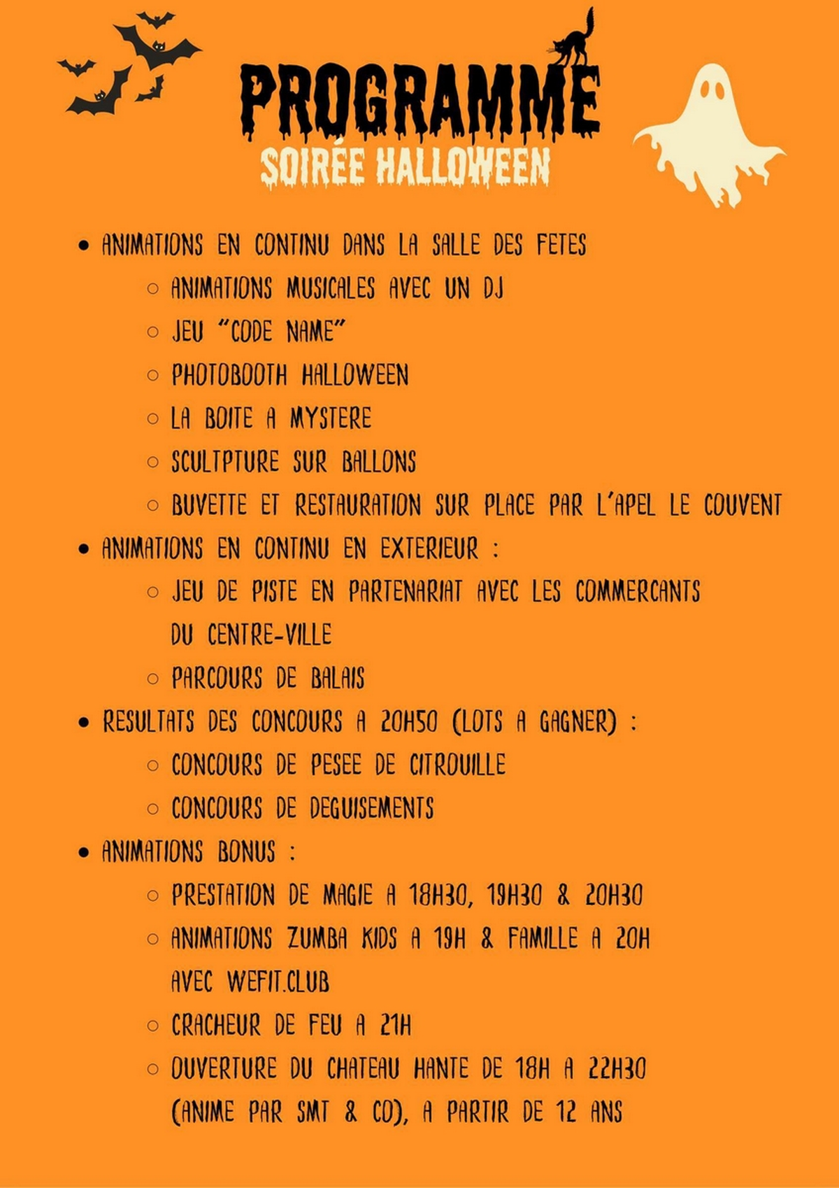 Soirée Halloween et Château hanté