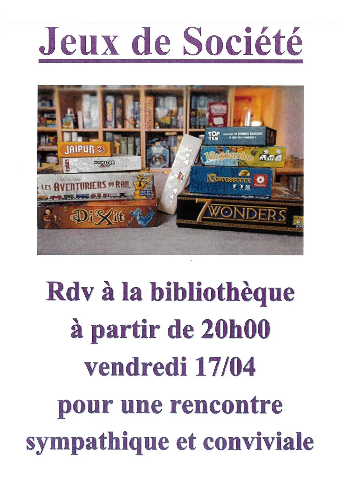 Soirée jeux de société