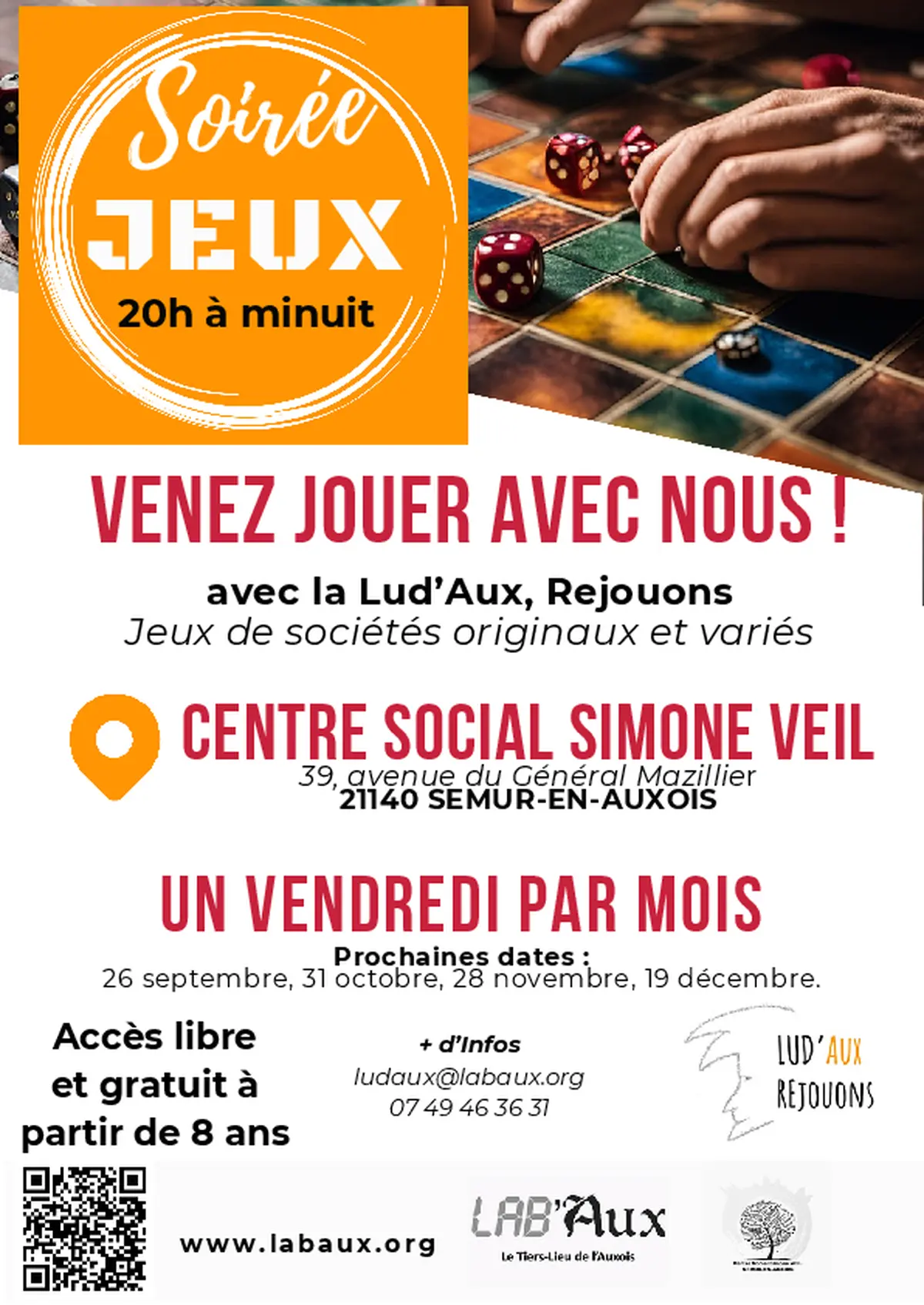Soirée Jeux Ludaux Rejouons - Centre social