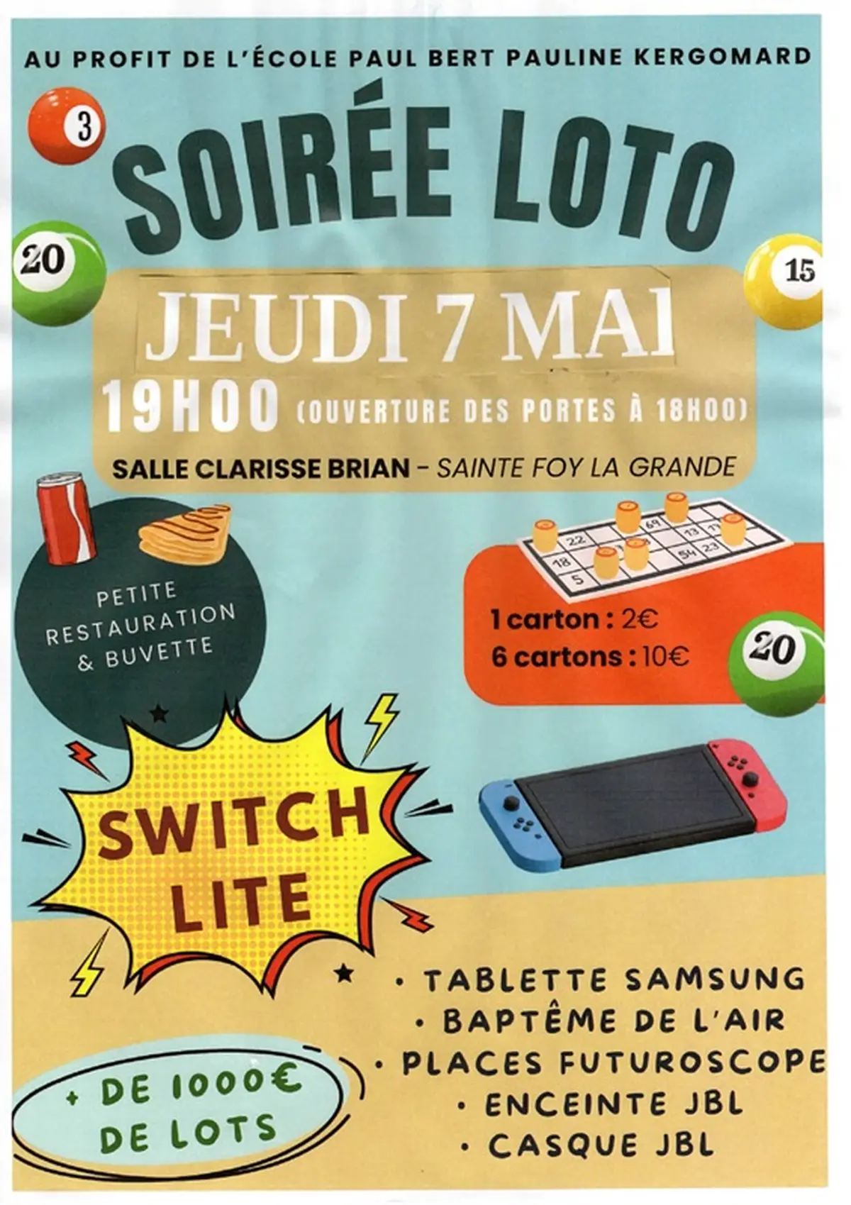 Soirée loto de l'école Paul Bert - Pauline Kergomard