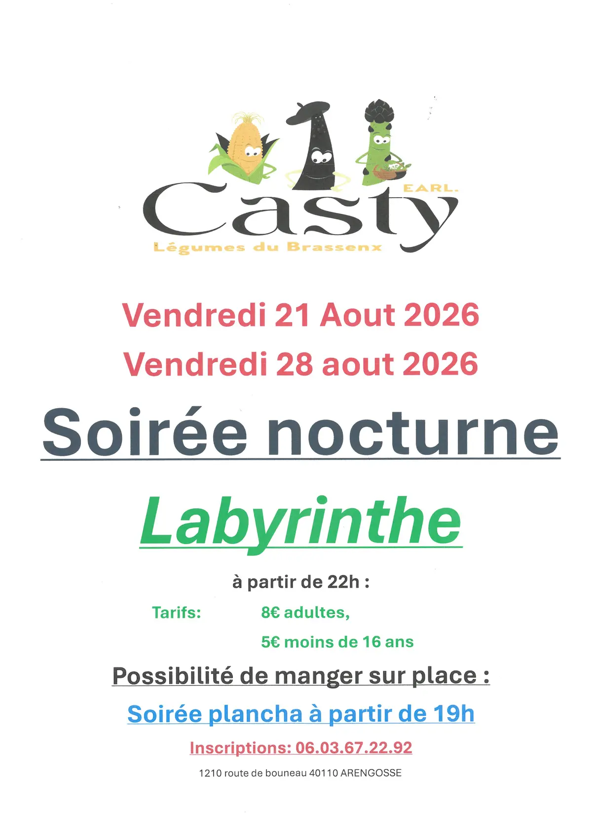 Soirée nocturne Labyrinthe - Earl. Casty