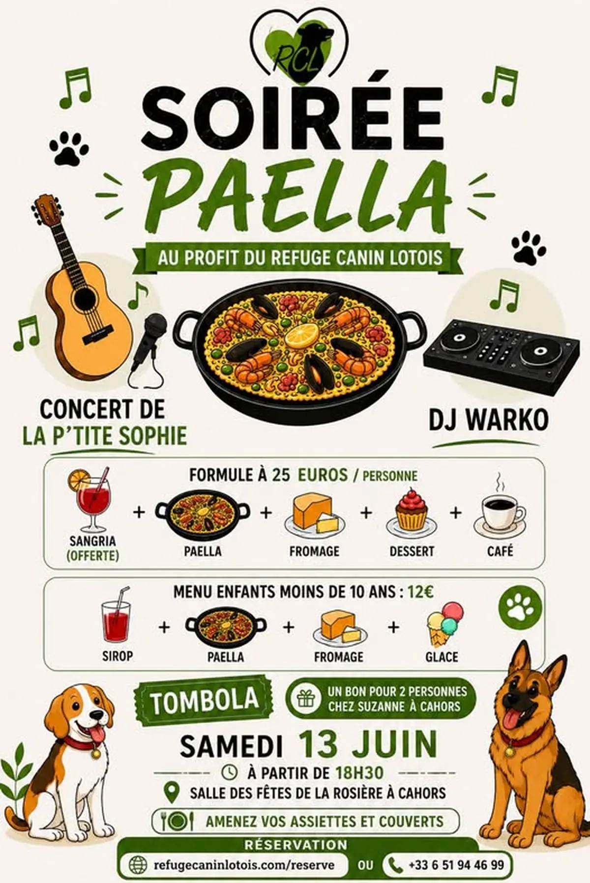 Soirée paëlla au profit du refuge canin lotois