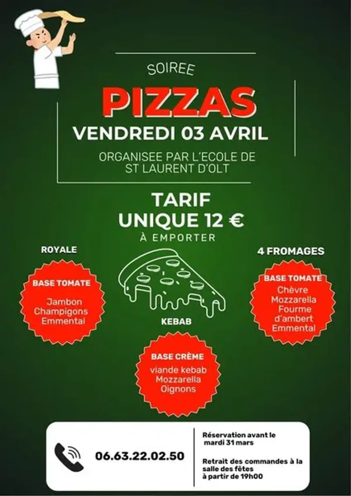 Soirée Pizzas à Saint Laurent d'Olt