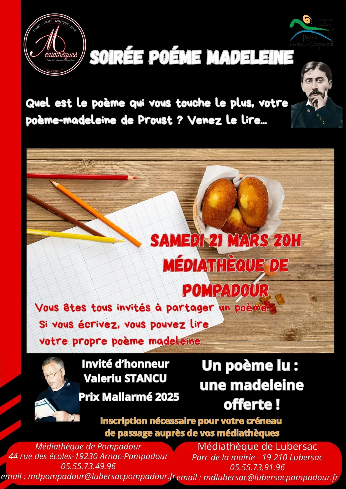 Soirée poème madeleine