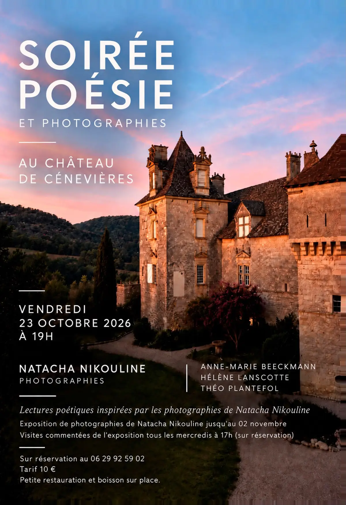 Soirée poésie et photographies au Château de Cénevières