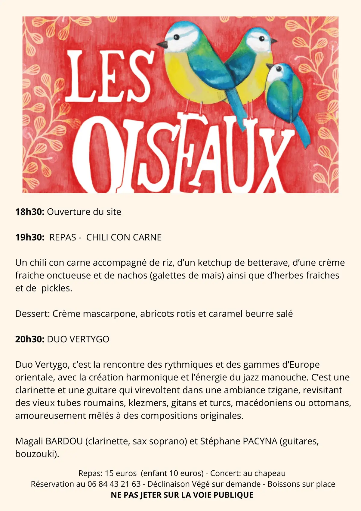Soirée repas concert