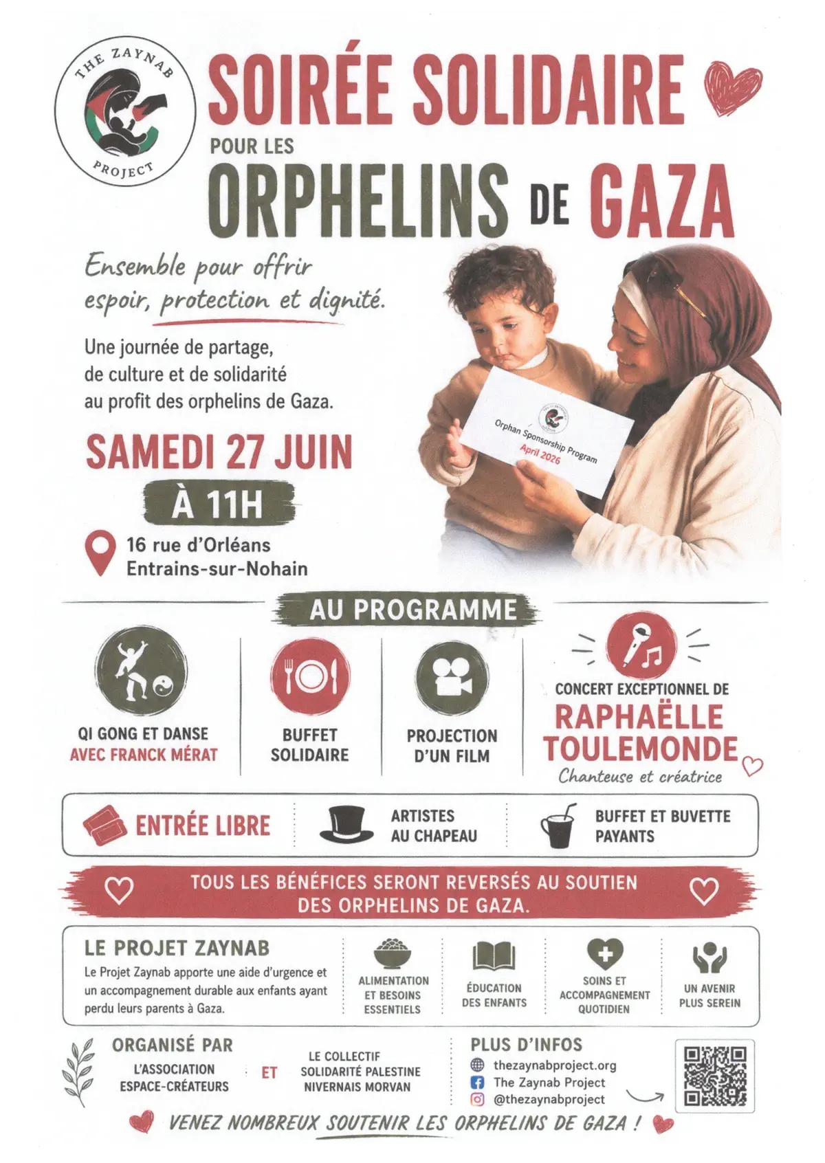 Soirée solidaire pour les orphelins de Gaza