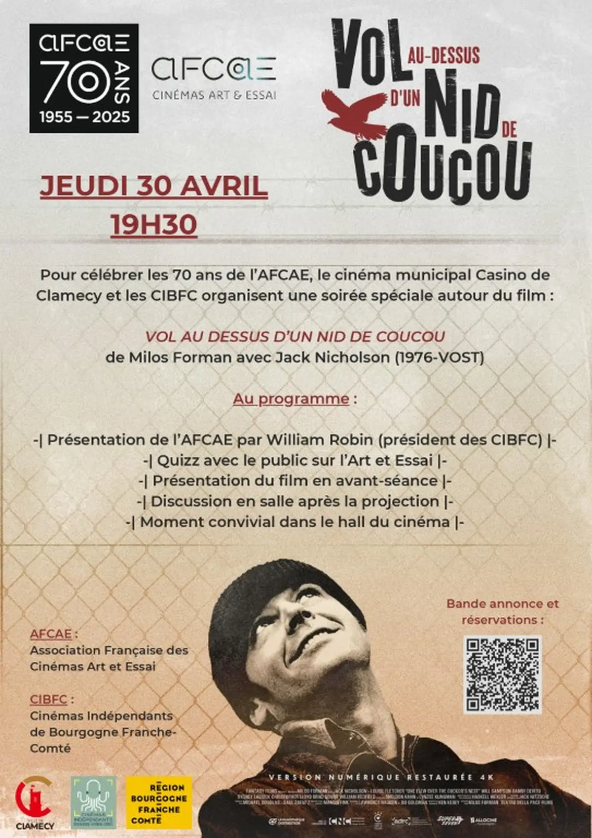 Soirée spécial autour du film Vol au-dessus d'un nid de coucou de Milos Forman