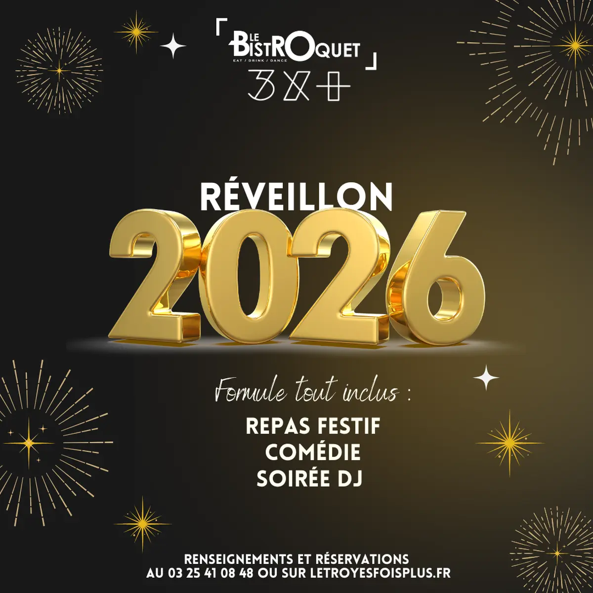Soirée spéciale Nouvel An : Comédie + Repas + Soirée DJ