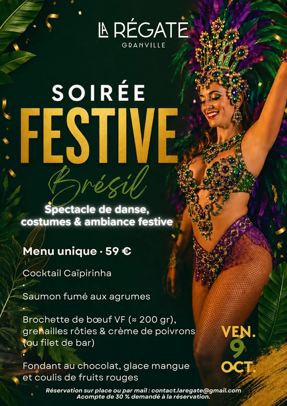 Soirée spectacle Brésil au restaurant la Régate