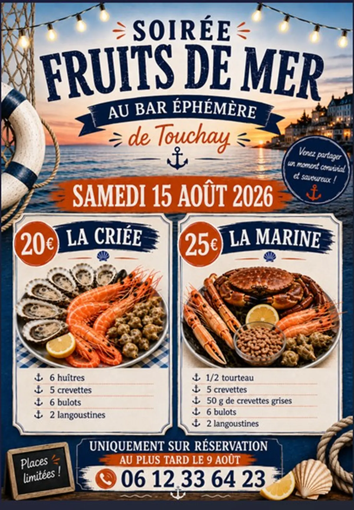 Soitrée fruits de mer au bar éphémère