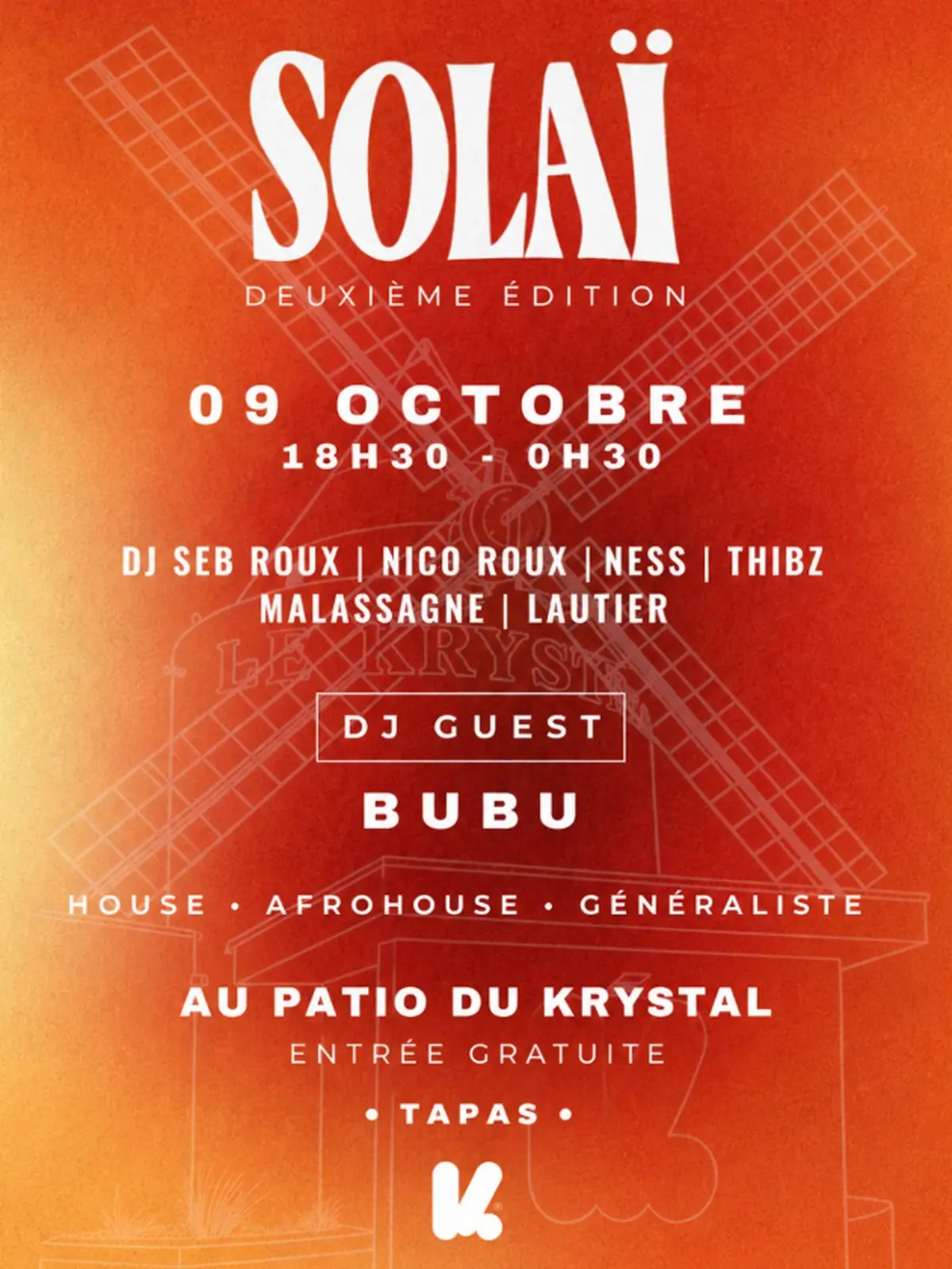 SOLAÏ – Deuxième édition au Patio du Krystal
