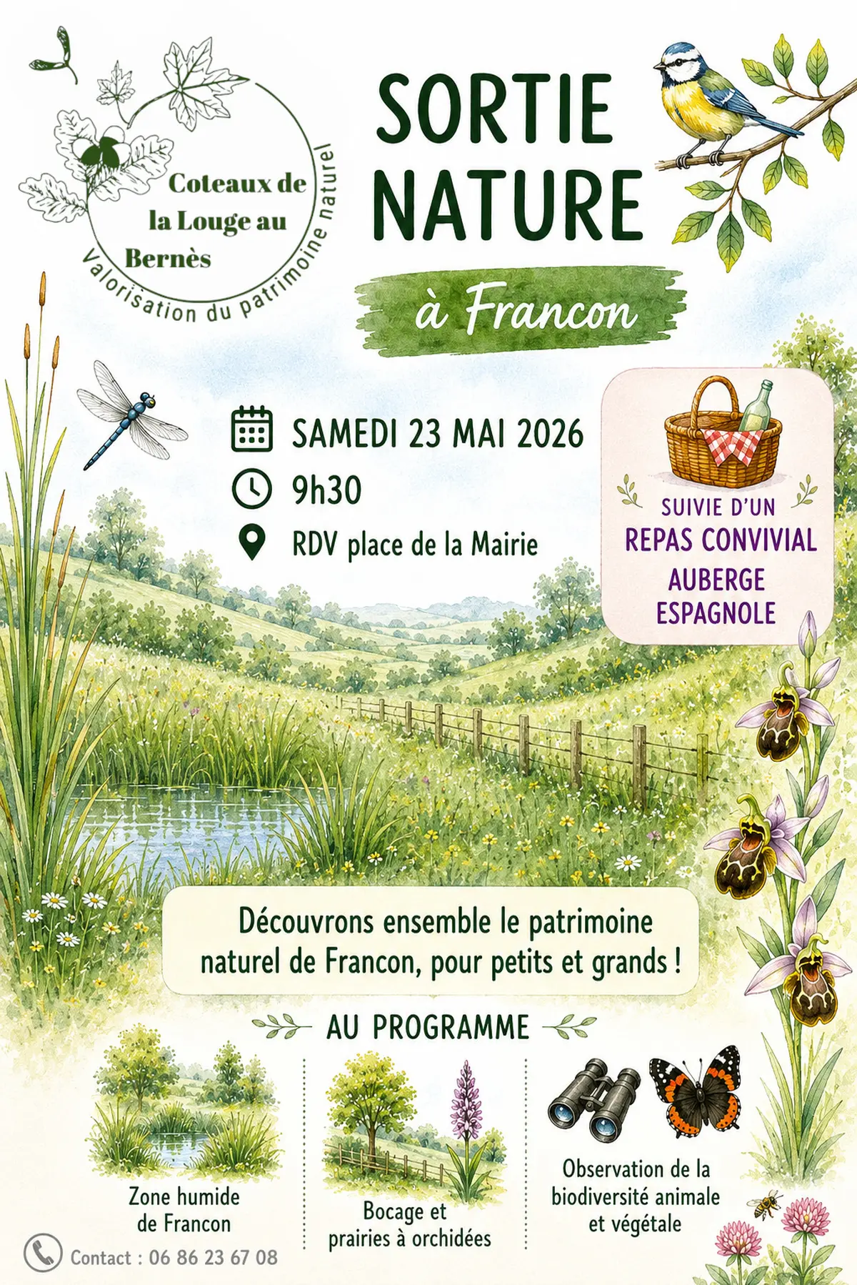 Sortie Nature à Francon Organisé Par L'Association Coteaux De La Louge Au Bernès