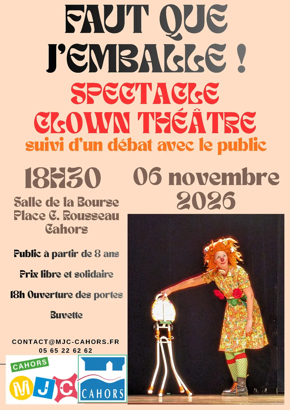 Spectacle clown-théâtre Faut que j'emballe!