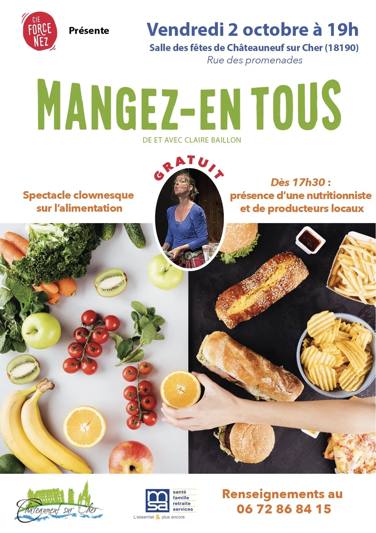 Spectacle clownesque sur l'alimentation