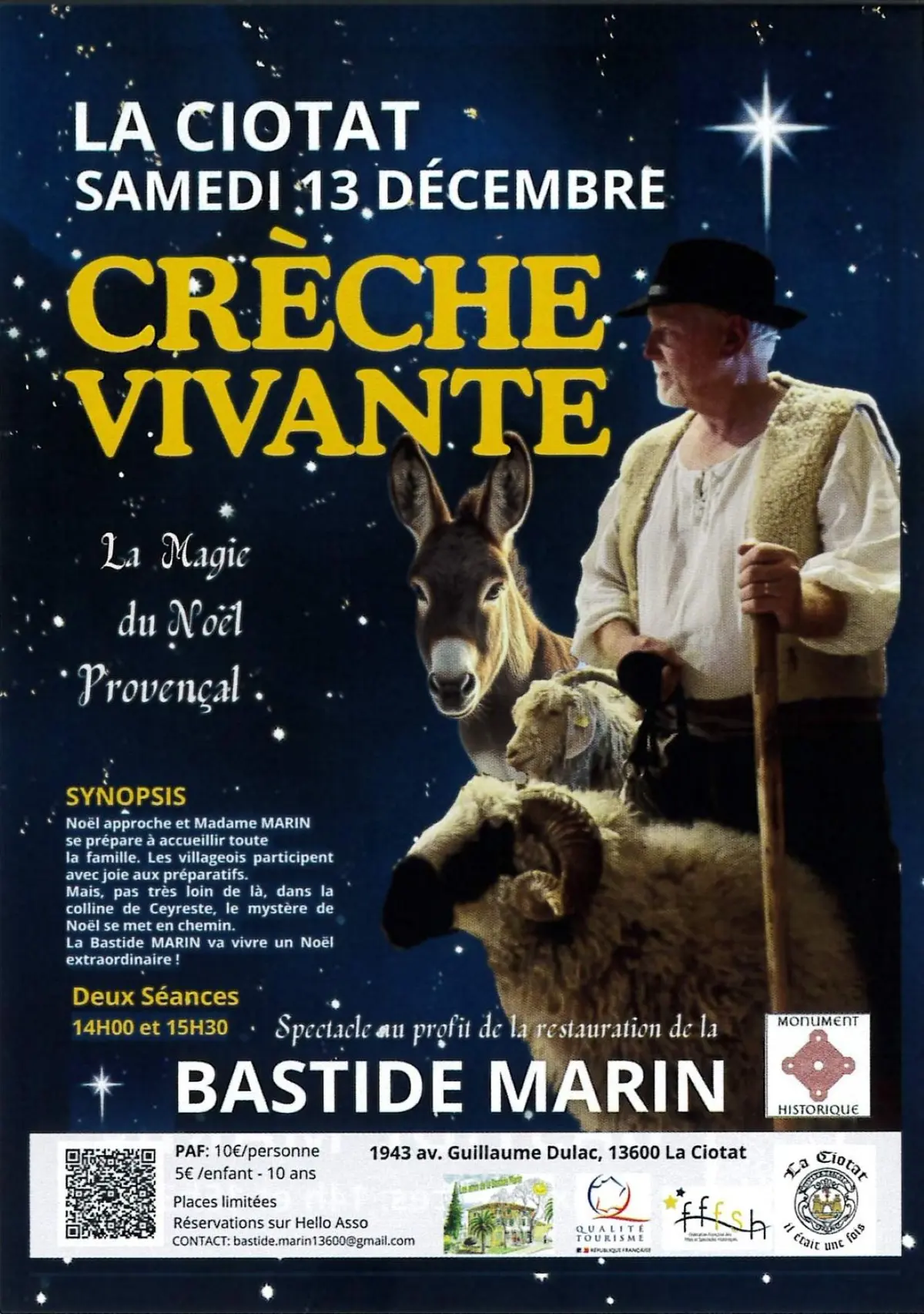 Spectacle de Crèche Vivante La Magie du Noël Provençal à la Bastide Marin
