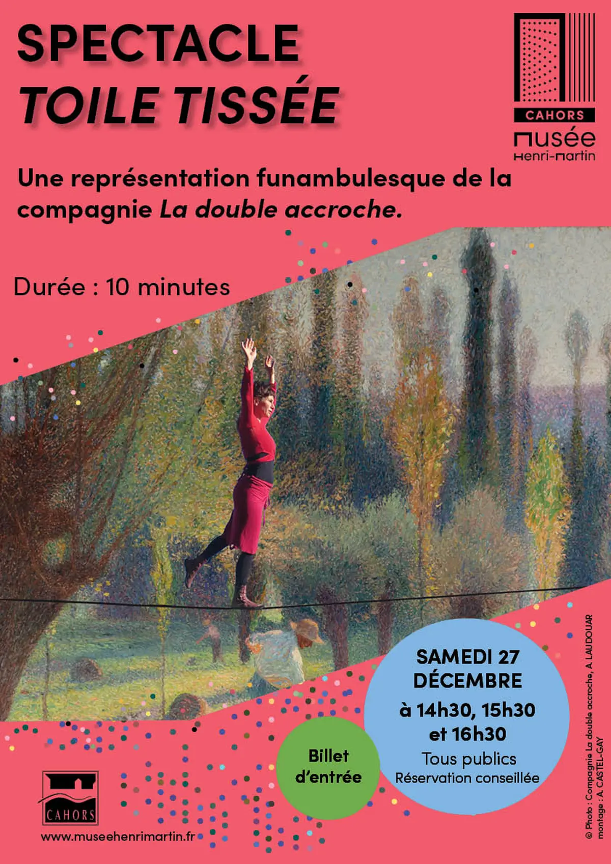 Spectacle de funambule Toile tissée au Musée Henri-Martin