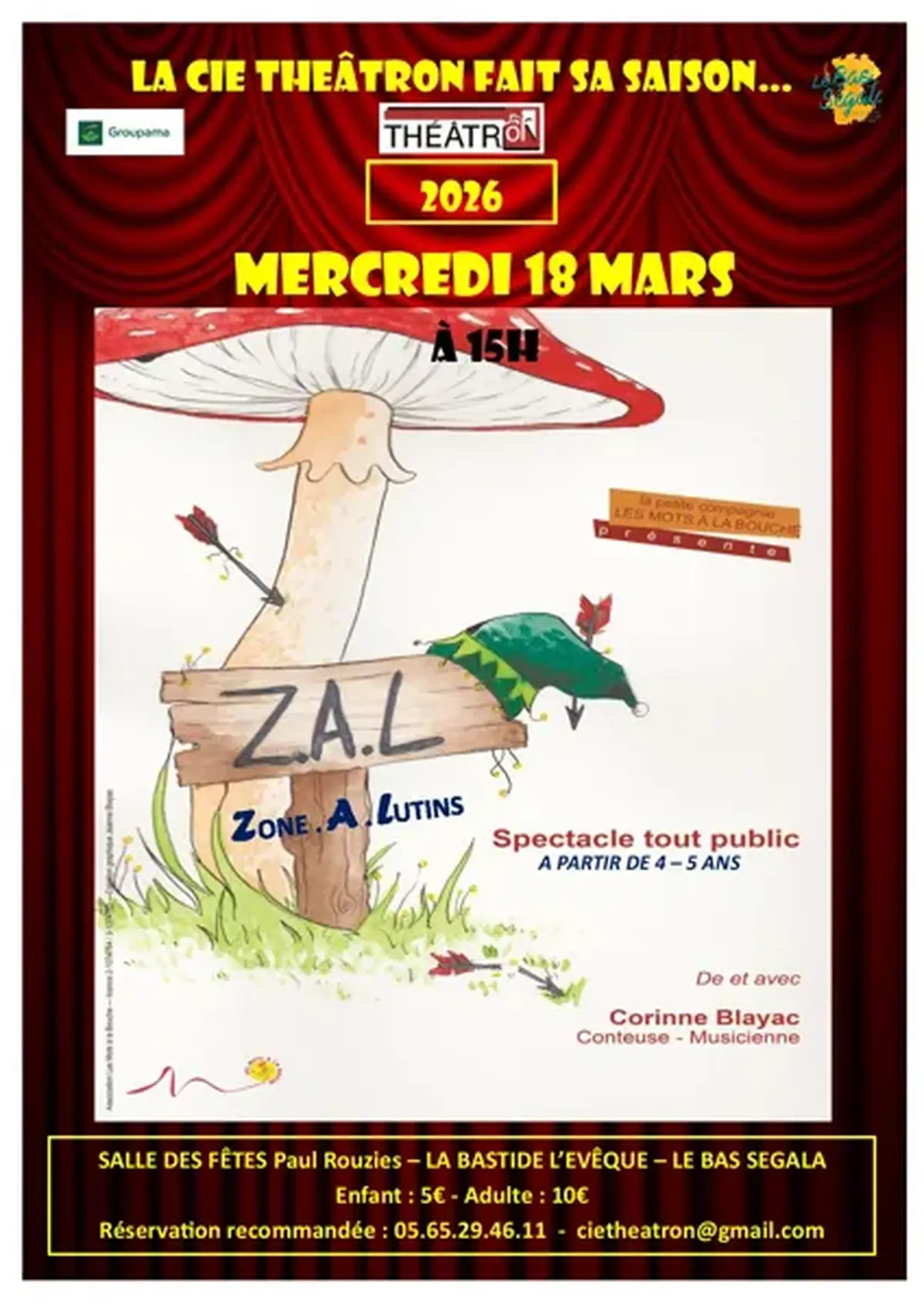 Spectacle jeune public Zone A Lutins à La Bastide l'Evêque