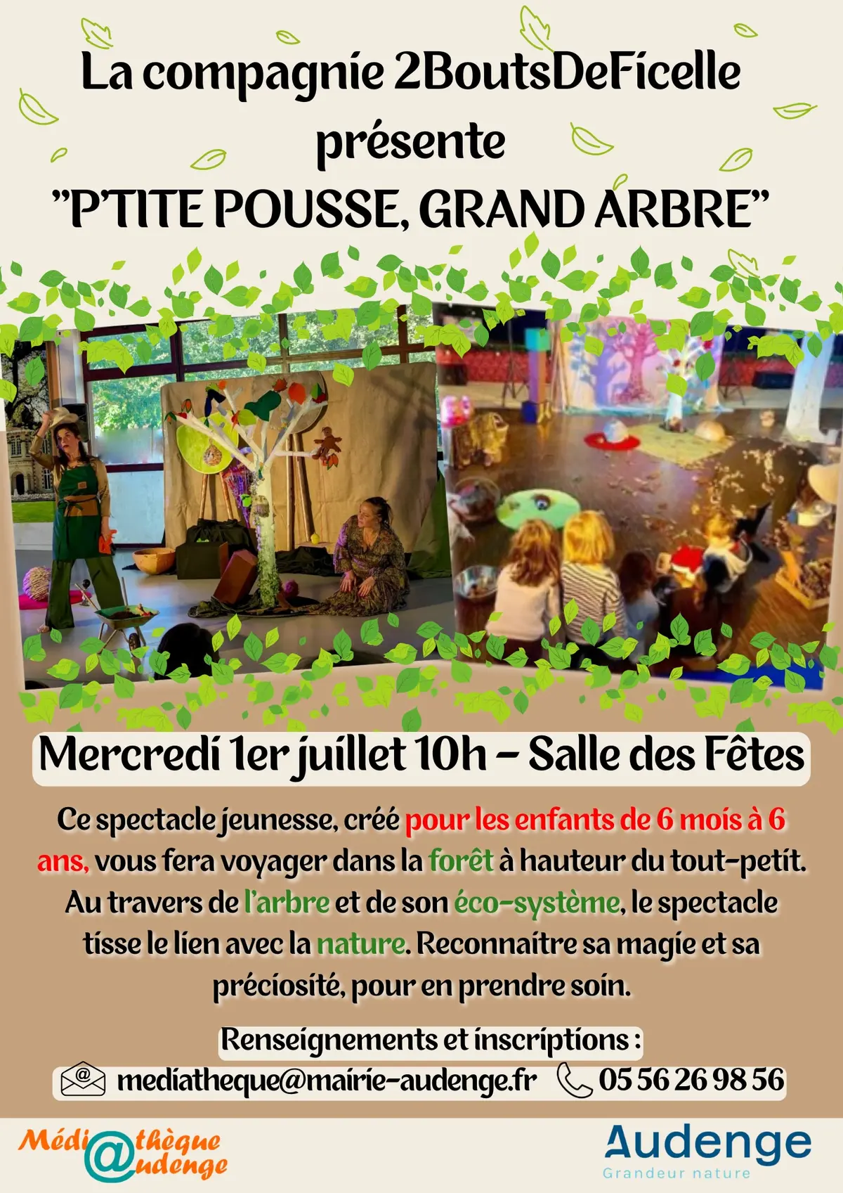 Spectacle jeunesse : p'tite pousse, grand arbre