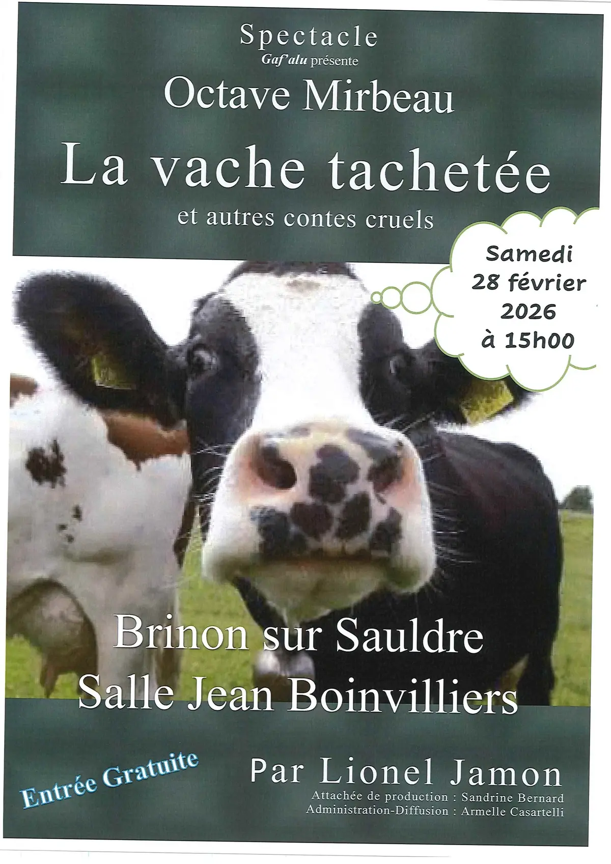 Spectacle : La vache tachetée et autres contes cruels