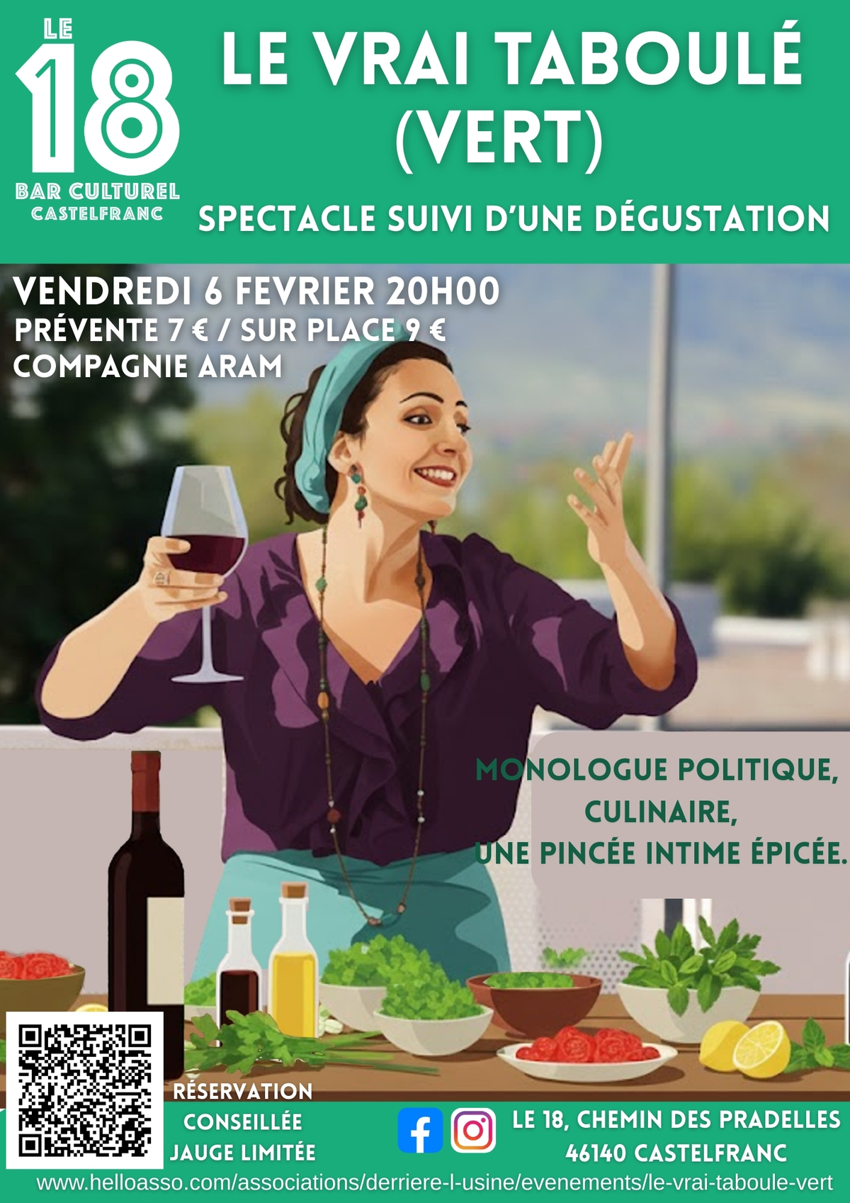 Spectacle : Le vrai taboulet vert, au bar le 18