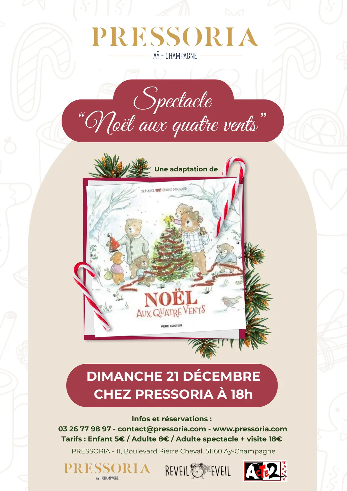 Spectacle pour enfants « Noël aux quatre vents » à Pressoria