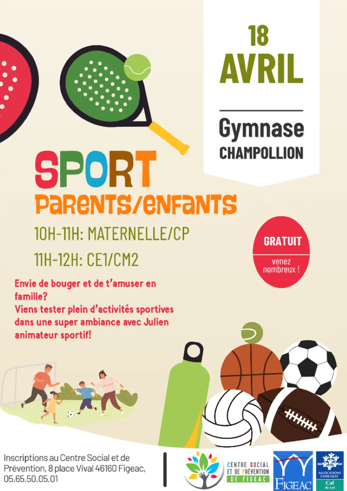 Sport parents enfants avec le centre social de Figeac
