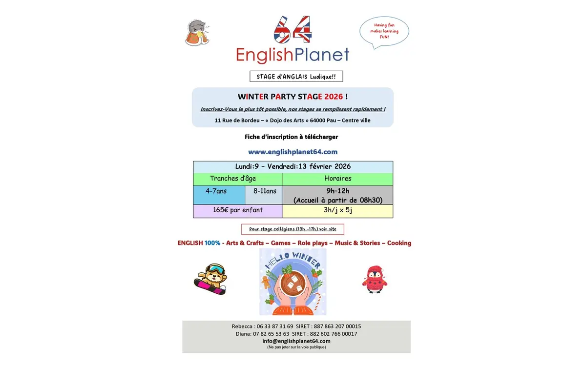 Stage anglais winter party