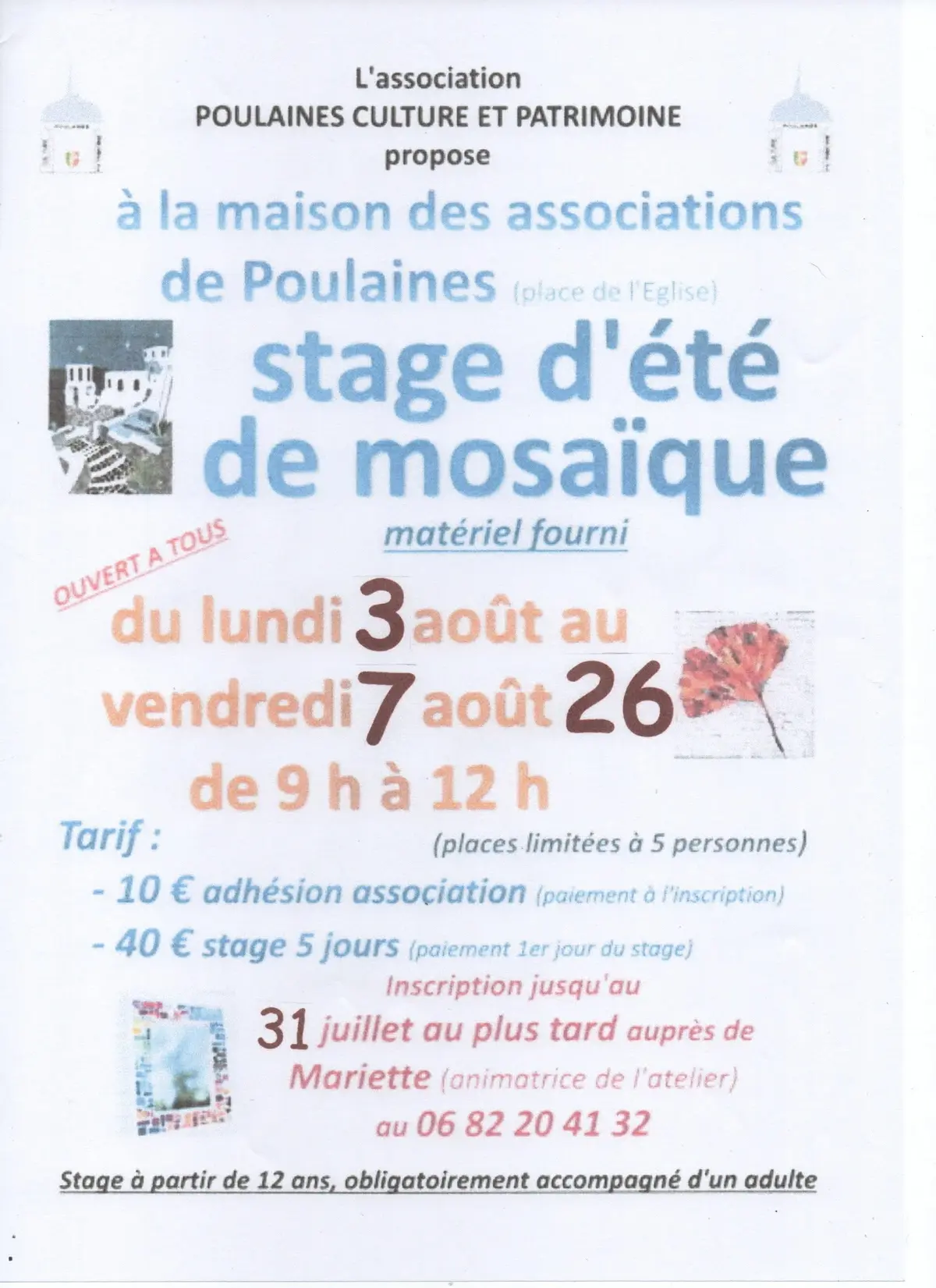 Stage d'été de mosaïque