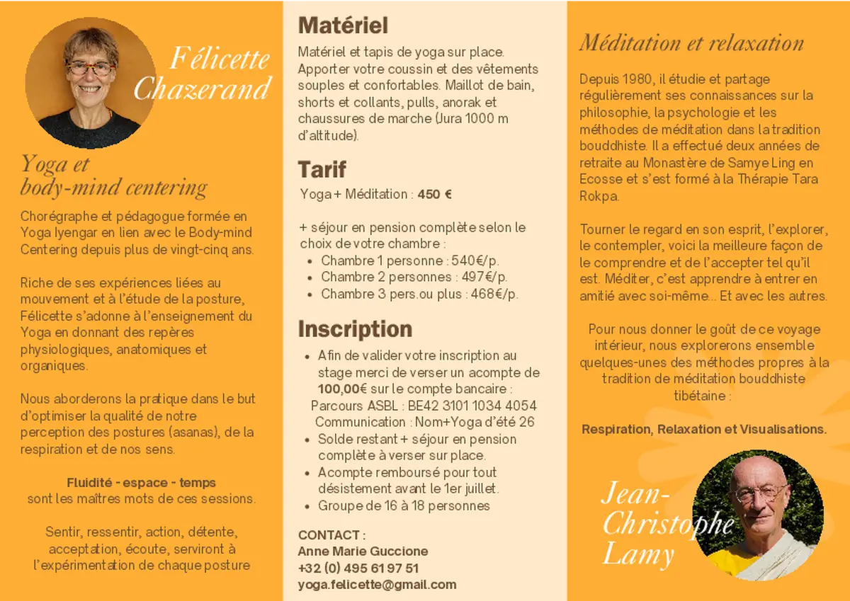 Stage d'été Yoga - Meditation aux Cernois