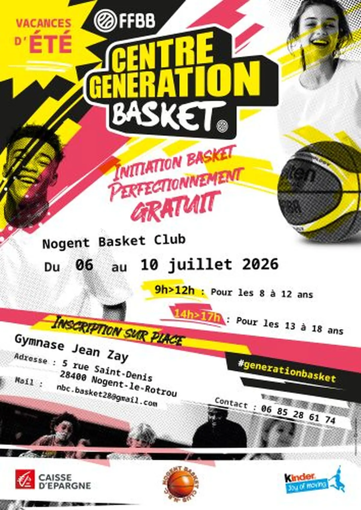 Stage d'initiation et perfectionnement au Basket
