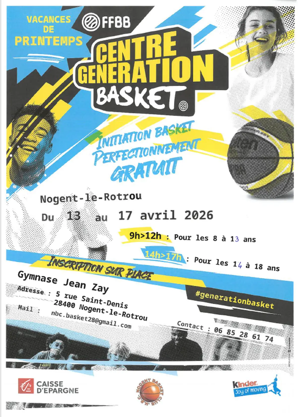 Stage d'initiation et perfectionnement au Basket