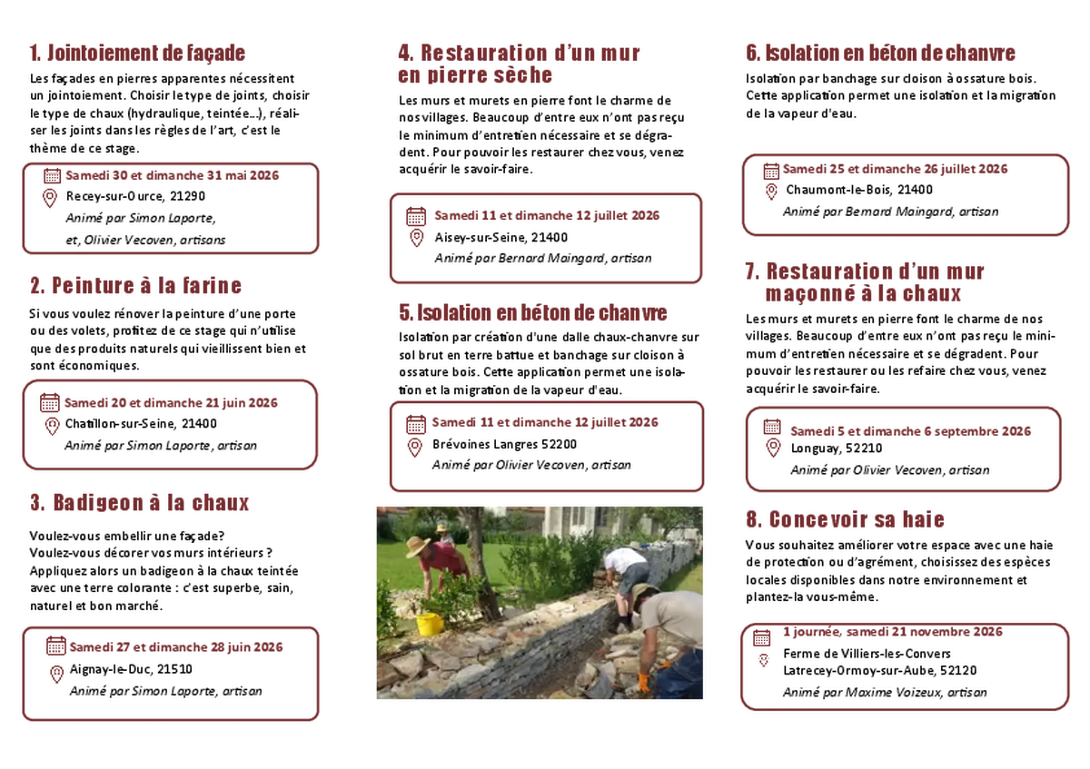 Stage de badigeon à la chaux