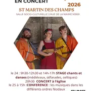 Stage de chants et danses, concert, conférence de musiques médiévales