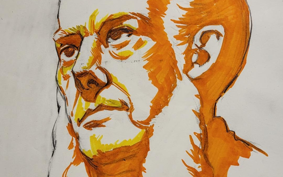 Dessin du visage à l'encre